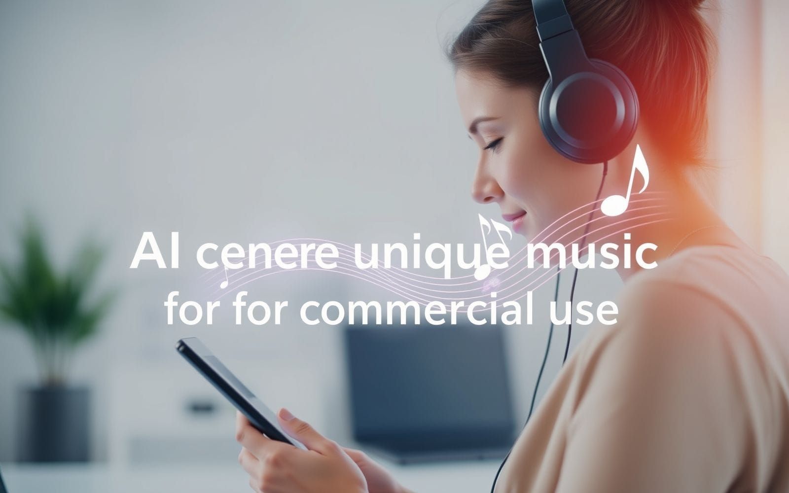 Person using AI to generate unique music for commercial use.