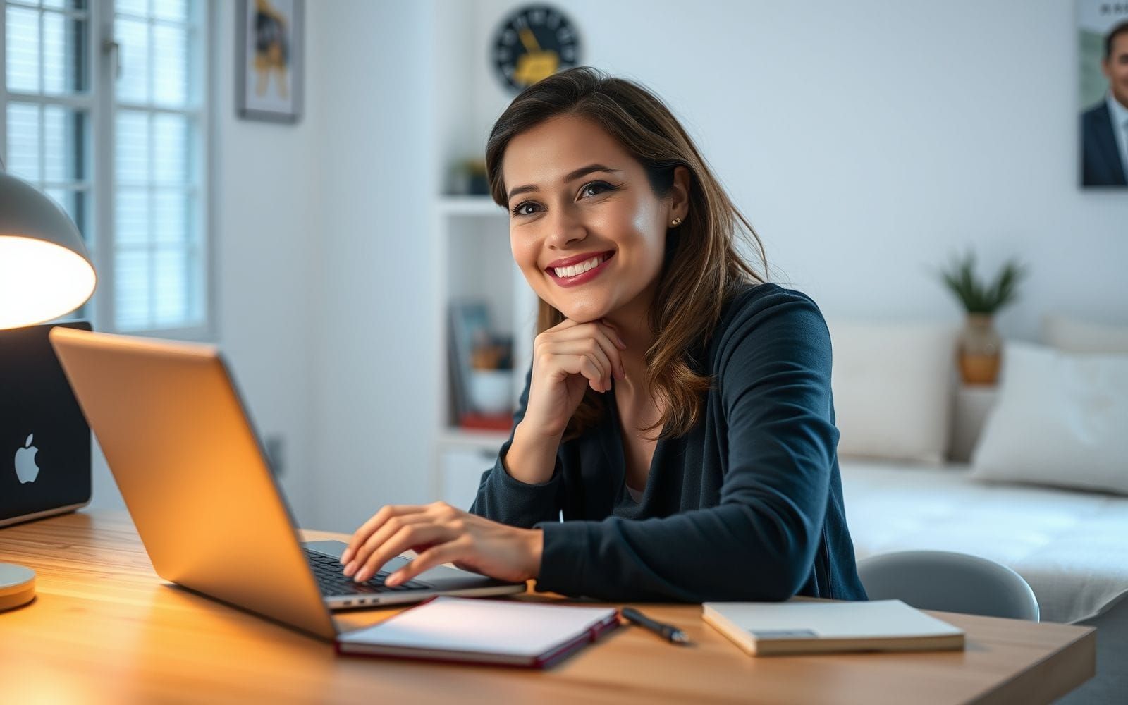 Professional using AI to generate video scripts on laptop.