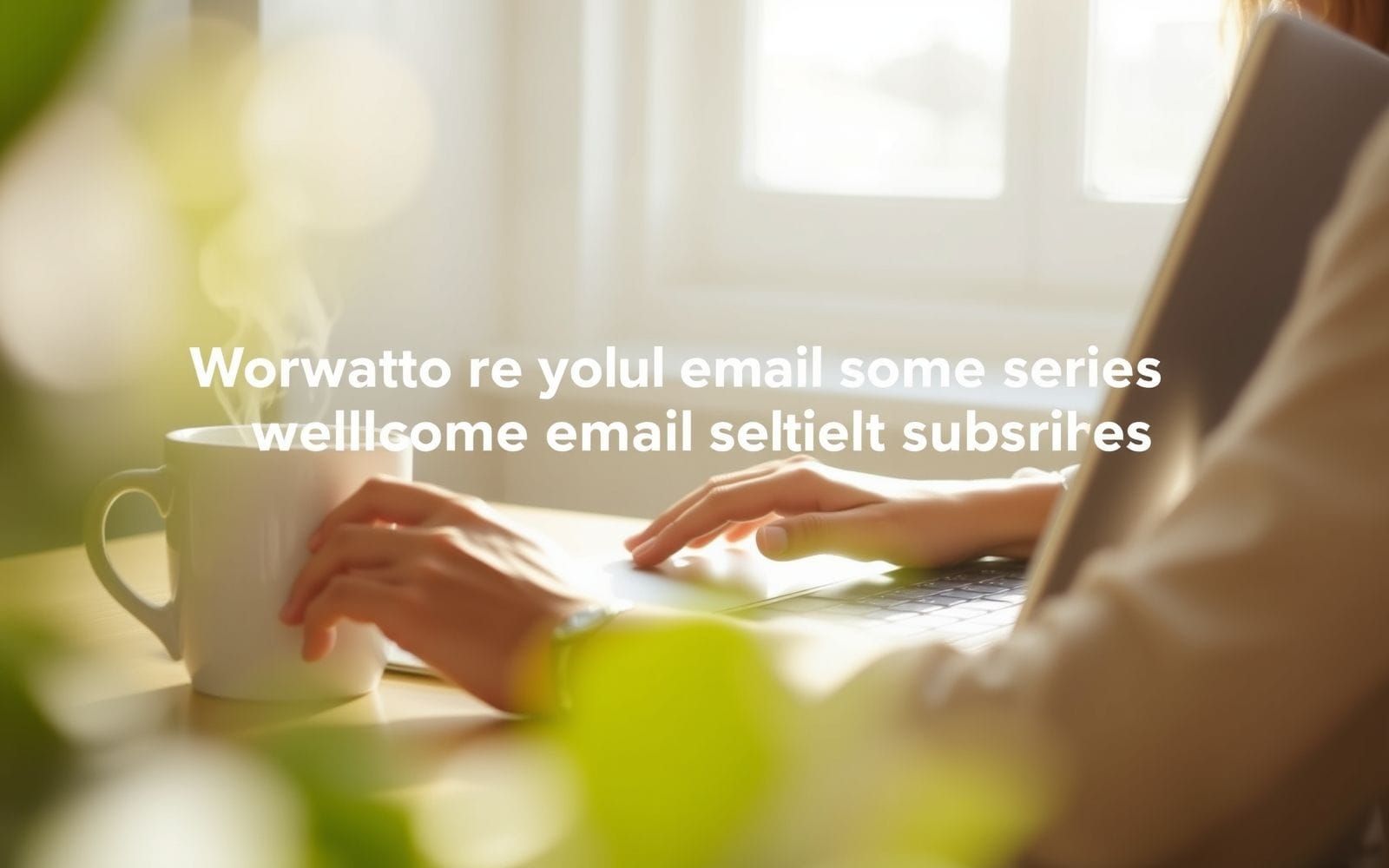 Person creating an effective welcome email series on a laptop.