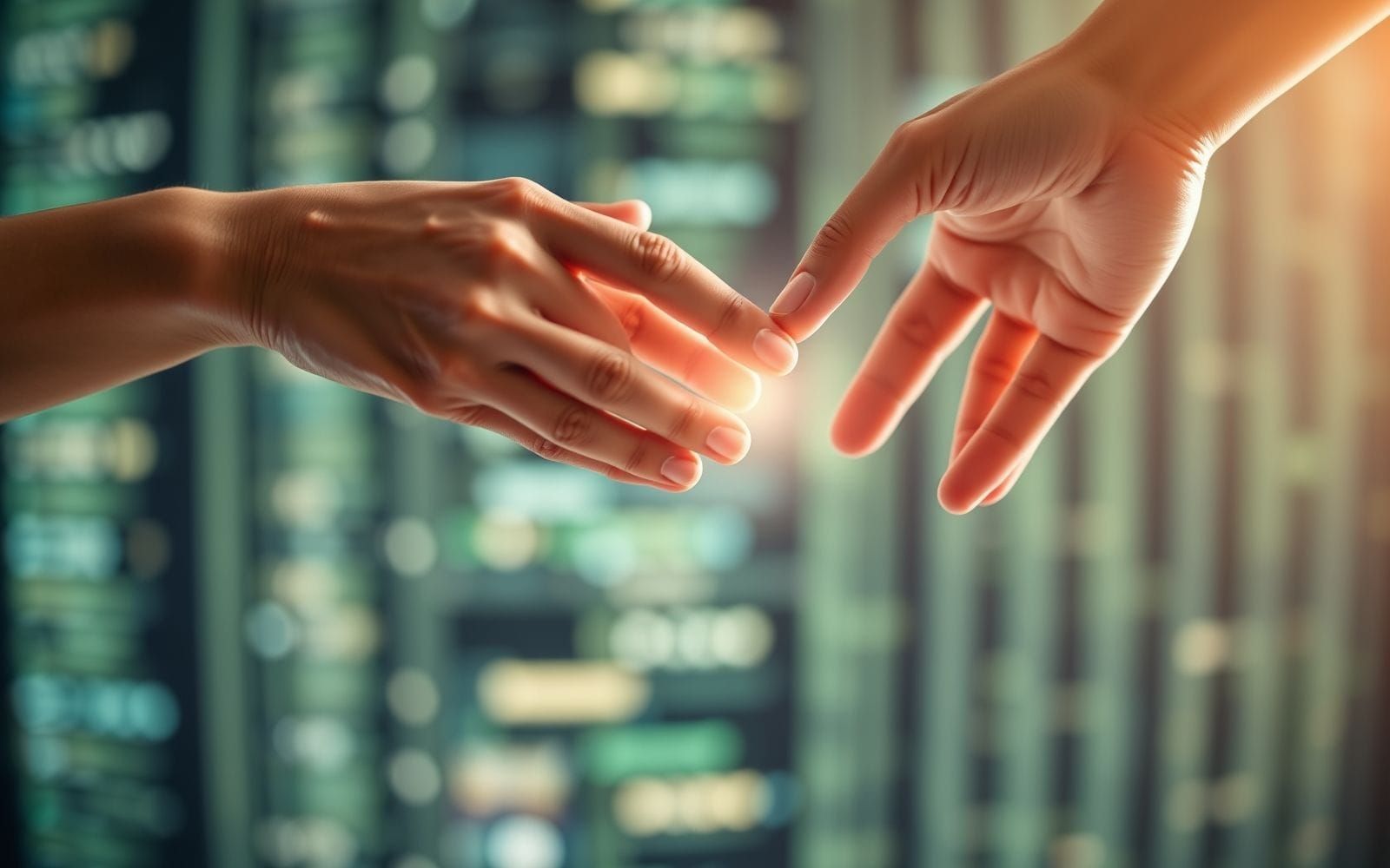 Hands reaching over abstract digital art, comparing Midjourney vs Stable Diffusion image quality.