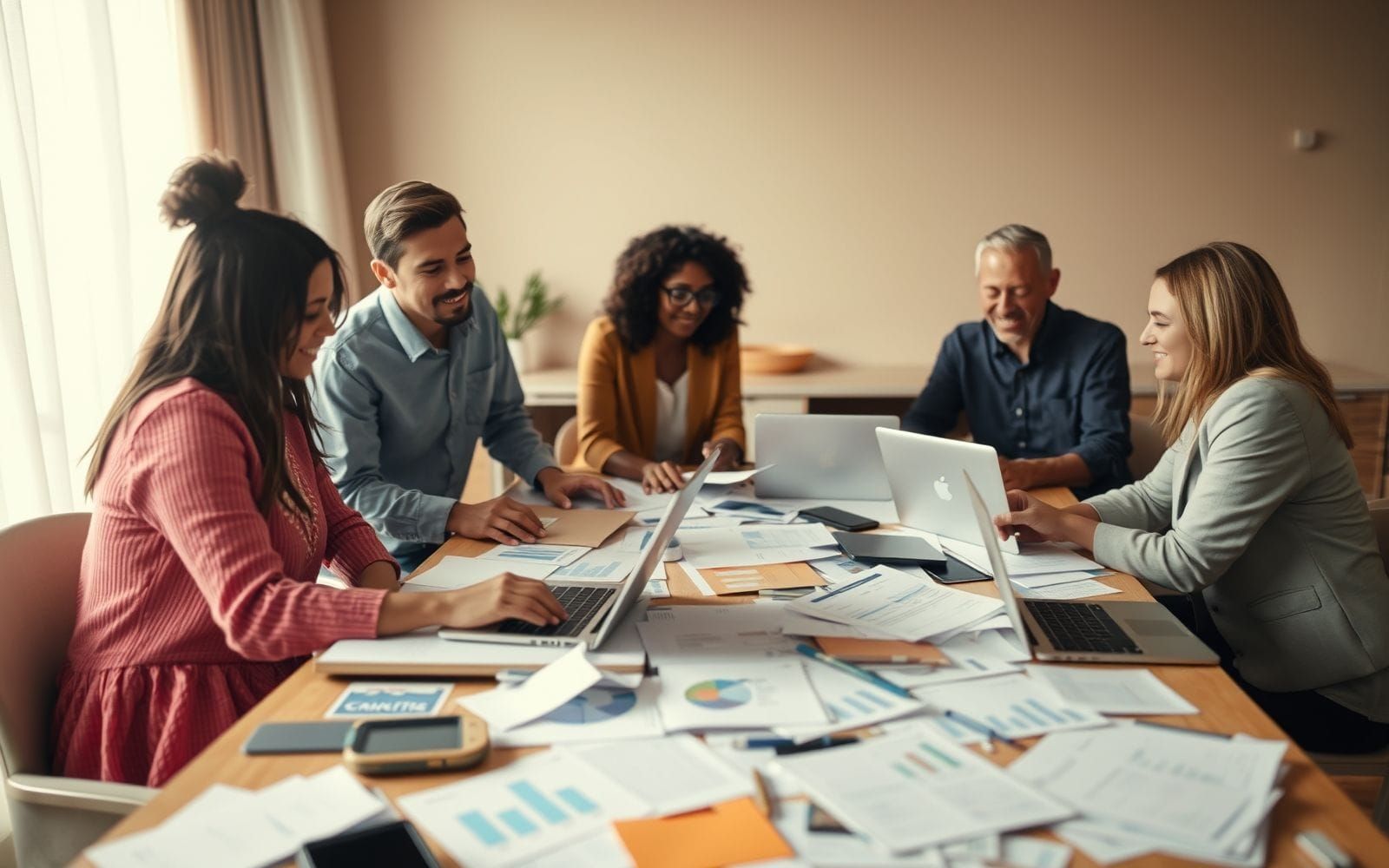 Group collaborating on non-profit accounting software features