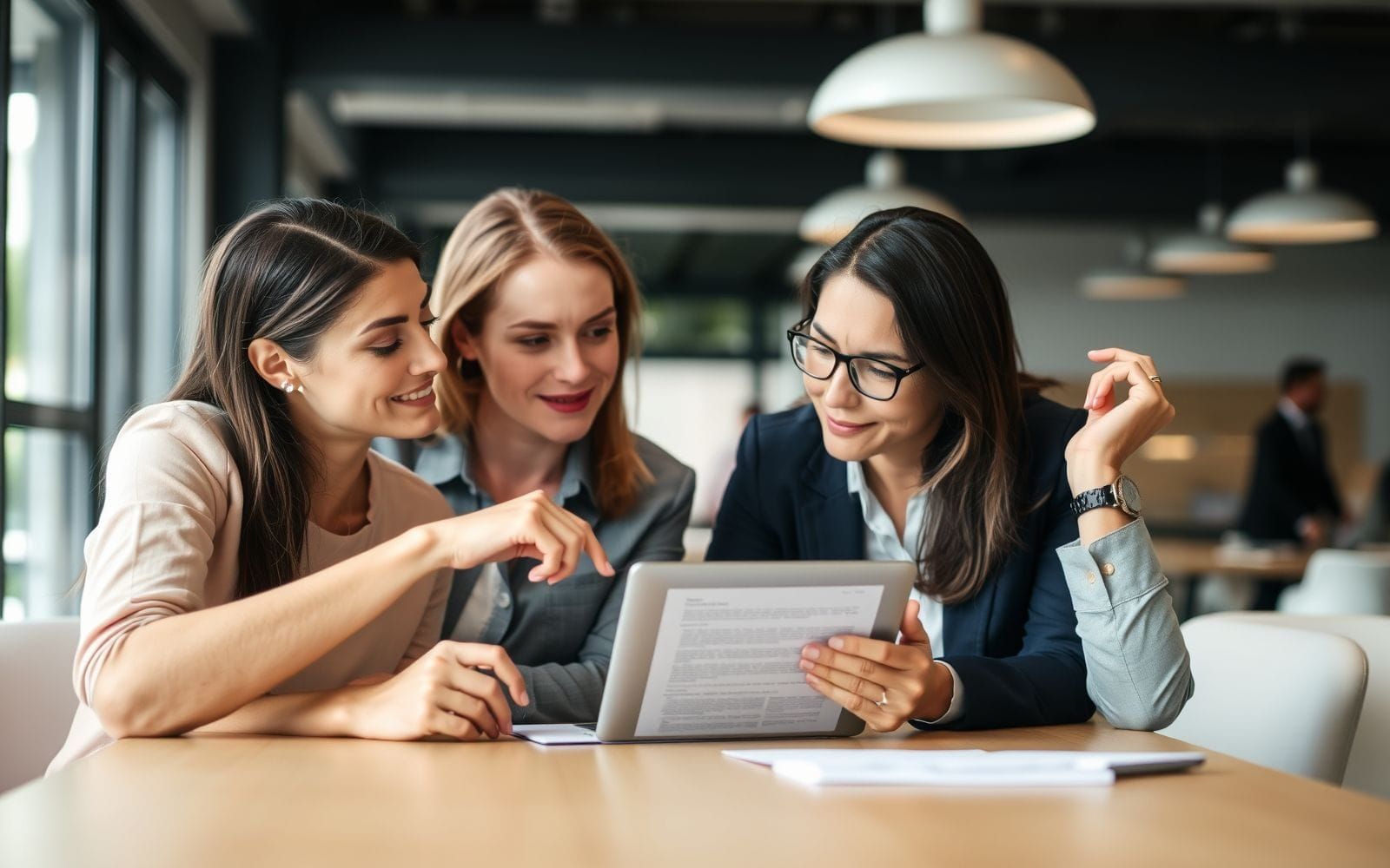 Professionals negotiating a SaaS contract on a tablet.