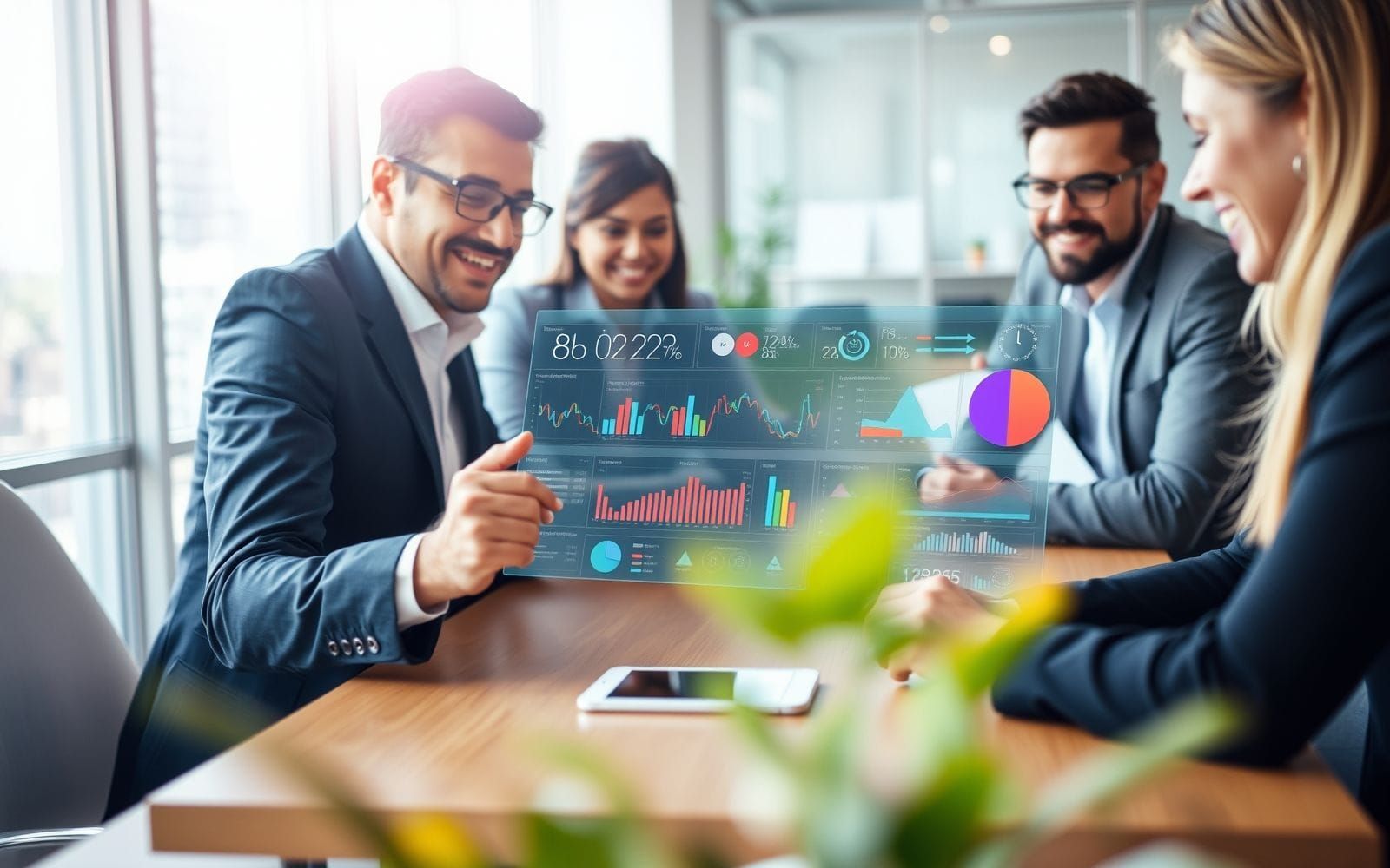 Professionals using business intelligence tools for supply chain optimization.