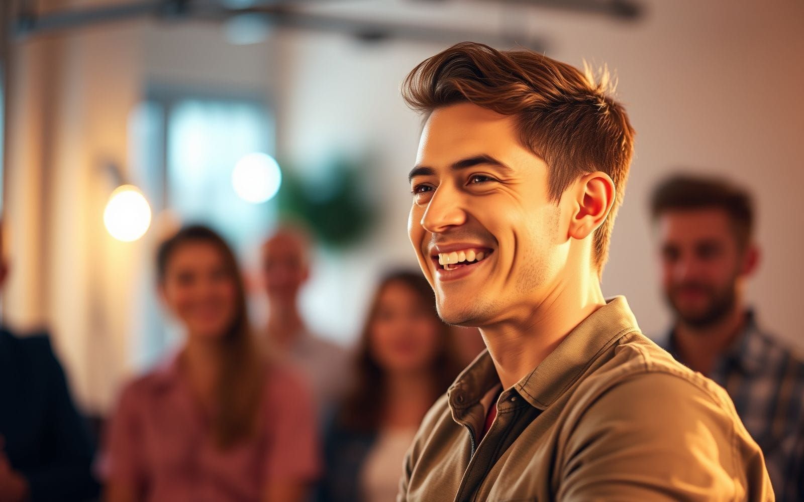 Person confidently speaking after taking free online public speaking courses.