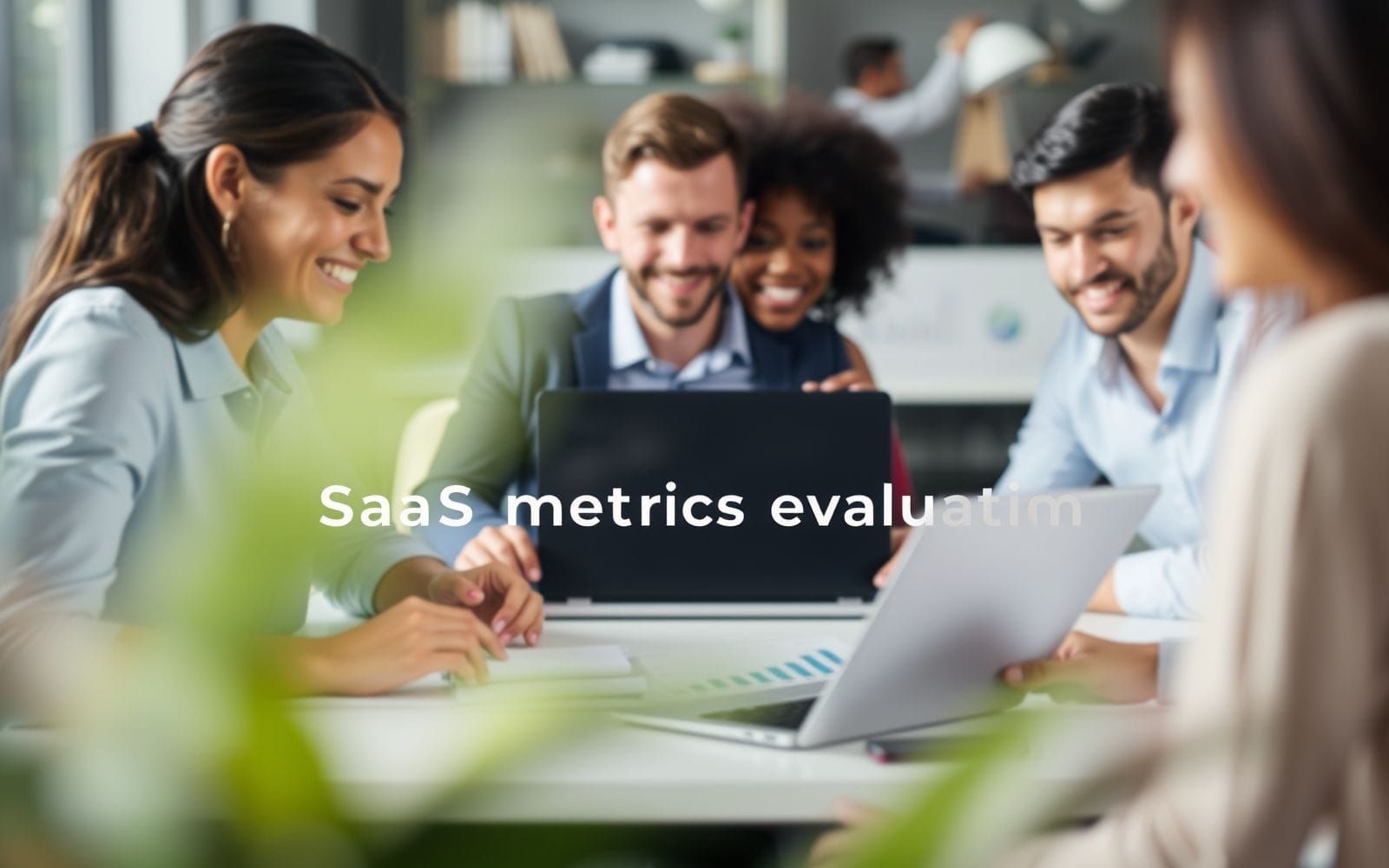 Team analyzing key metrics for evaluating SaaS product success.