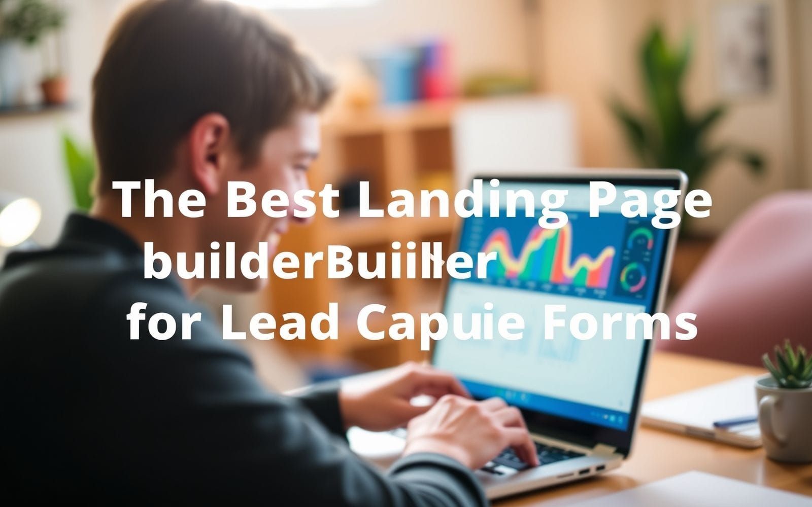 Person smiling at laptop showing successful lead capture data.