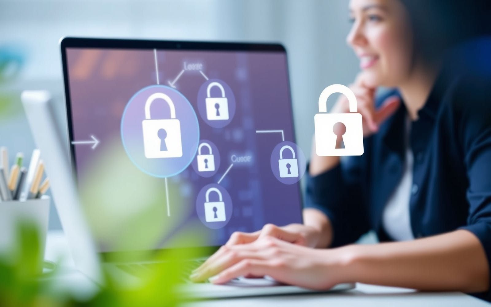 Person comparing lastpass vs 1password security on a laptop.