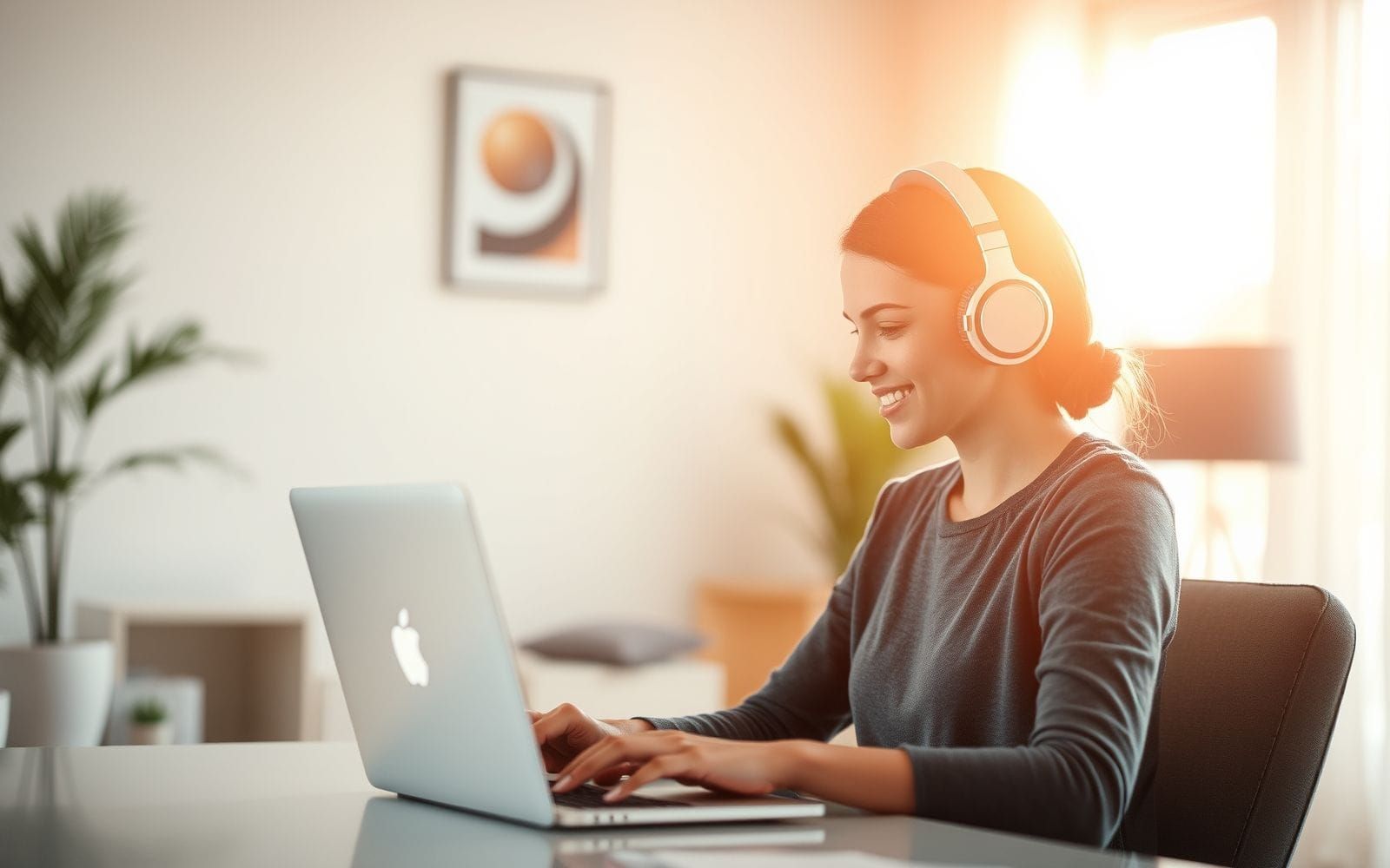 Person using best AI tools for transcribing audio to text accurately on a laptop.