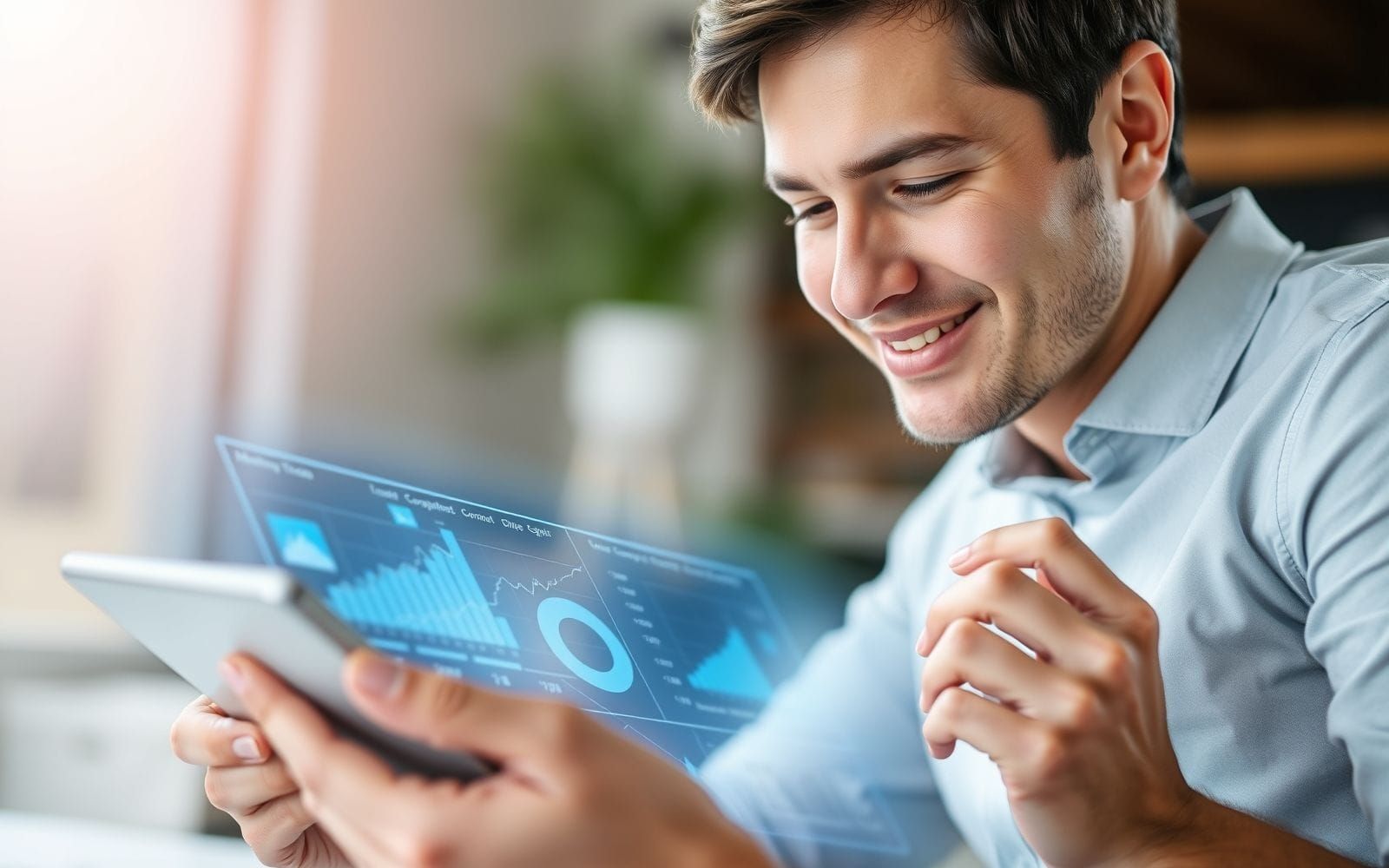 Person analyzing marketing data with AI powered tools for competitor analysis.