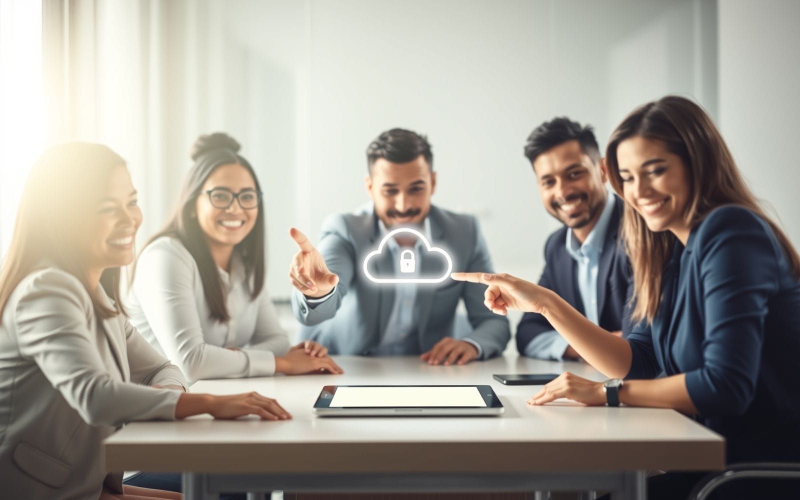 Professionals discussing SaaS security best practices for protecting customer data.