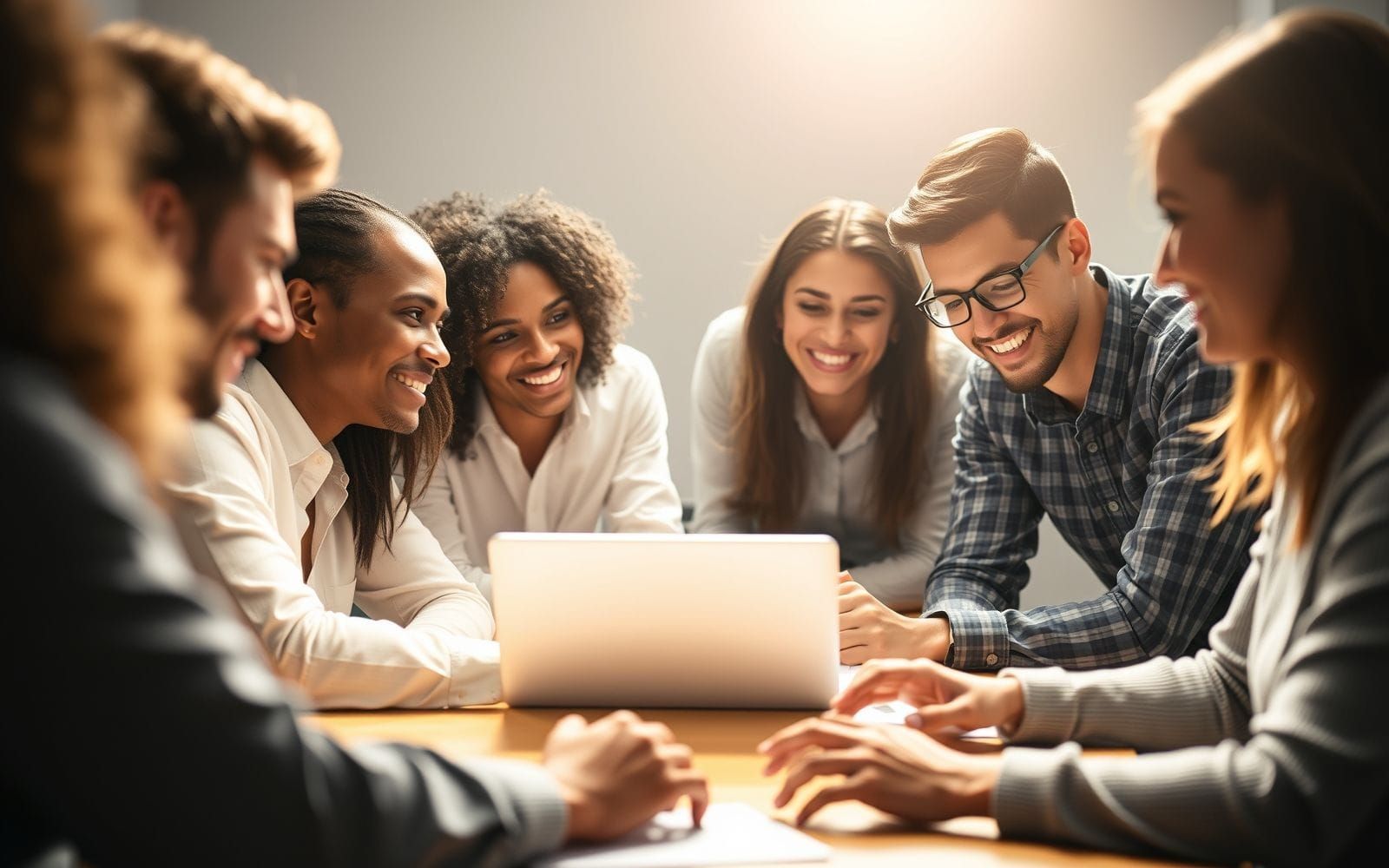 Startup team choosing Salesforce alternatives on laptop