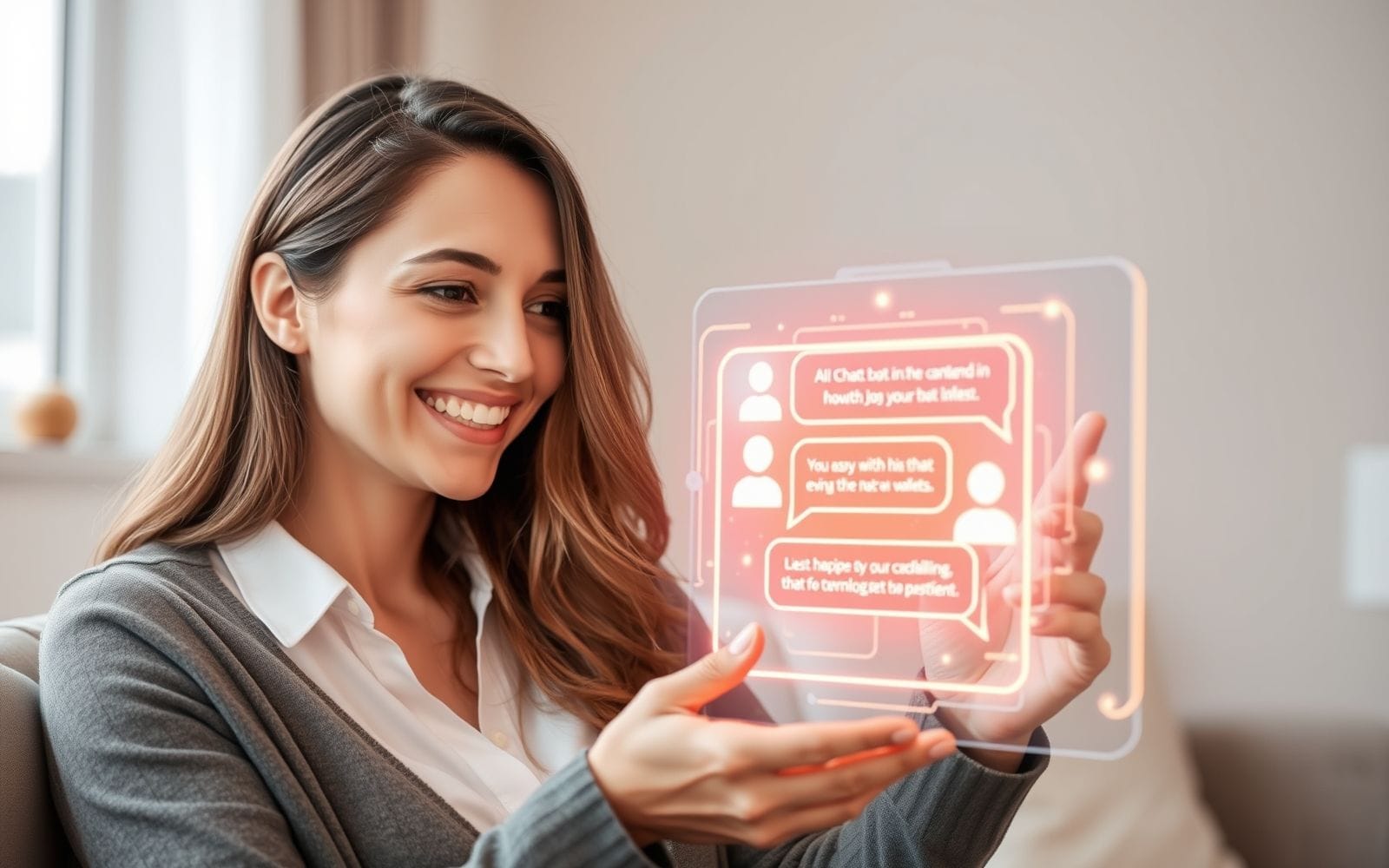 Person interacting with AI chatbot interface