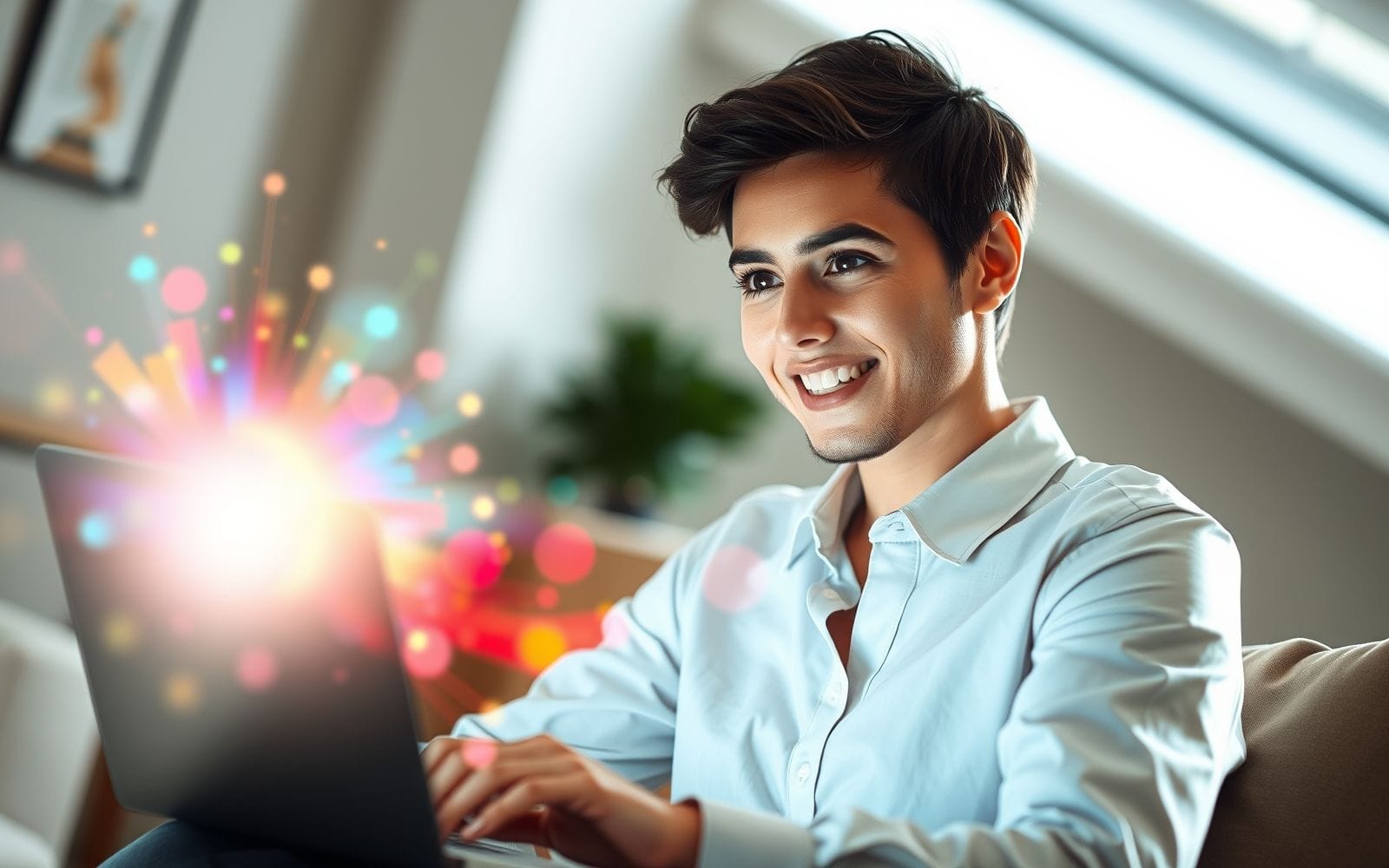 Person using AI image generation tools on a laptop.