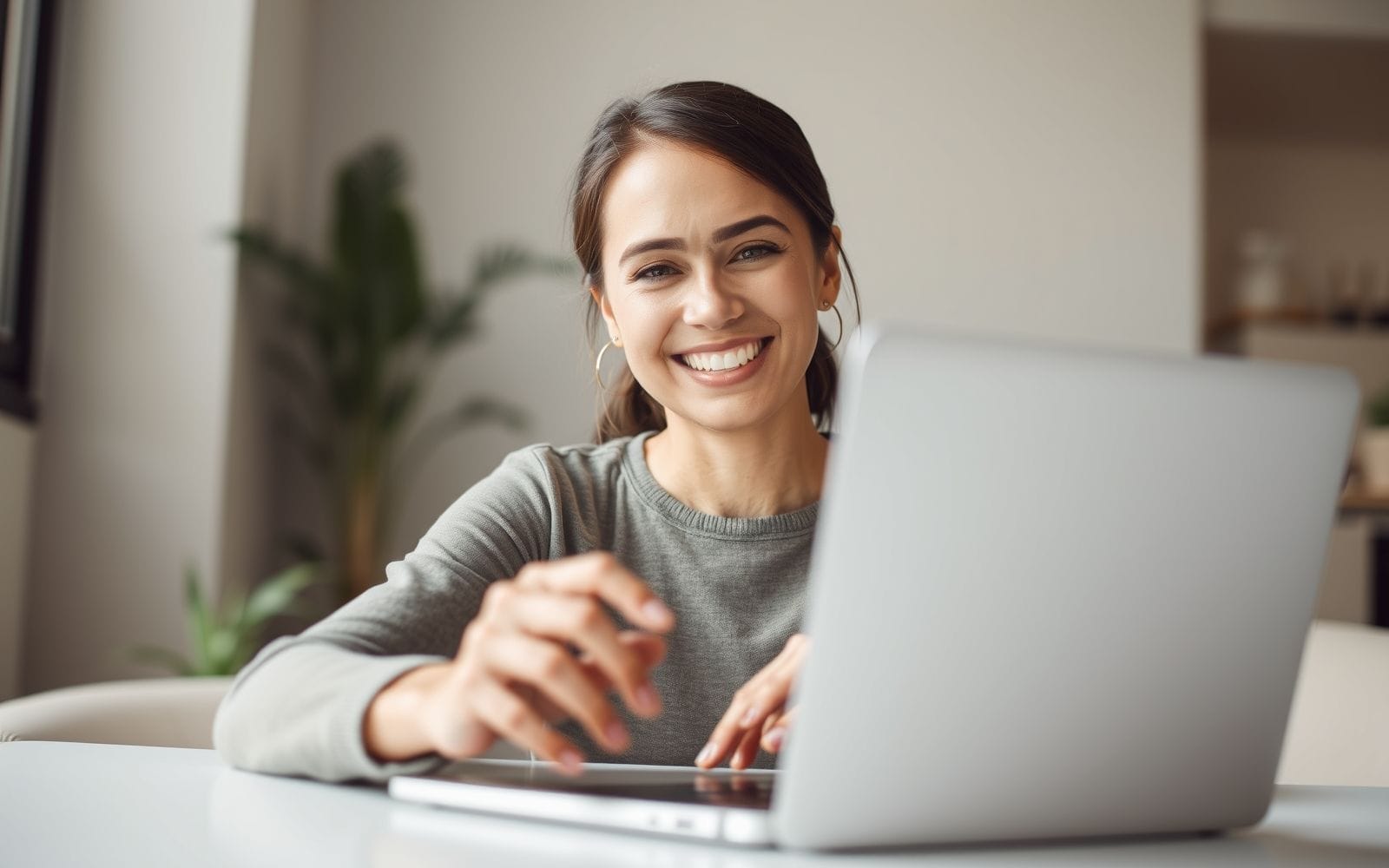 Person using best AI writing assistant on a laptop