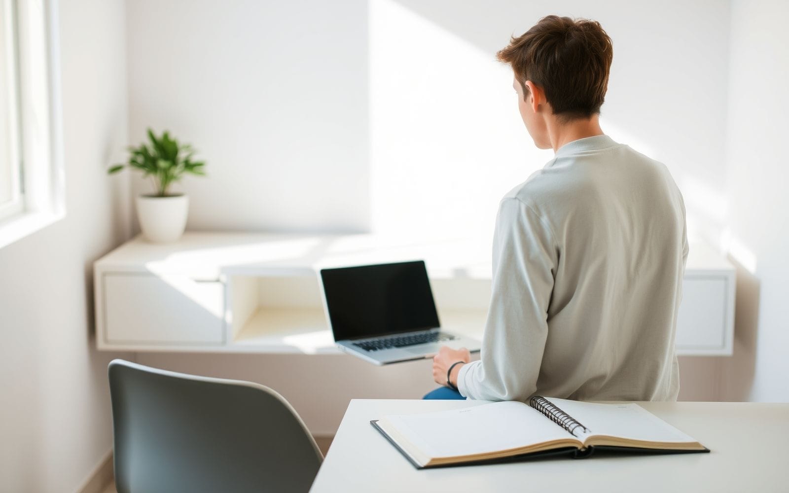 Person focused at desk, representing productivity.