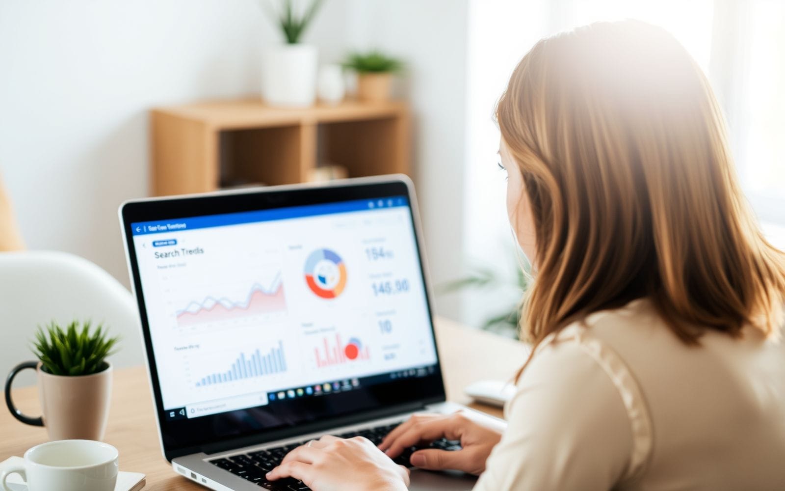 Person optimizing website for SEO on laptop.