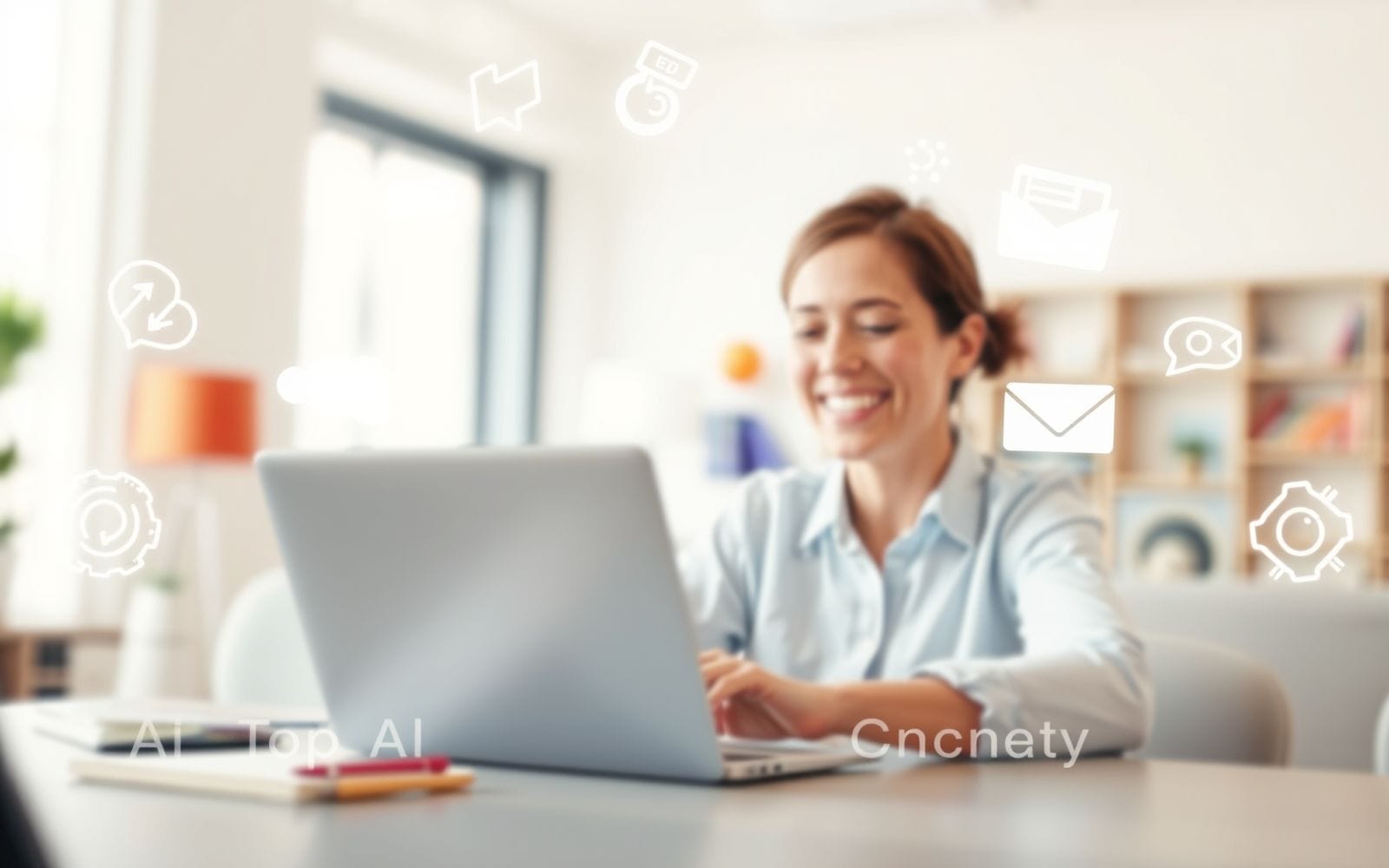 Person using a top AI content generator on a laptop.