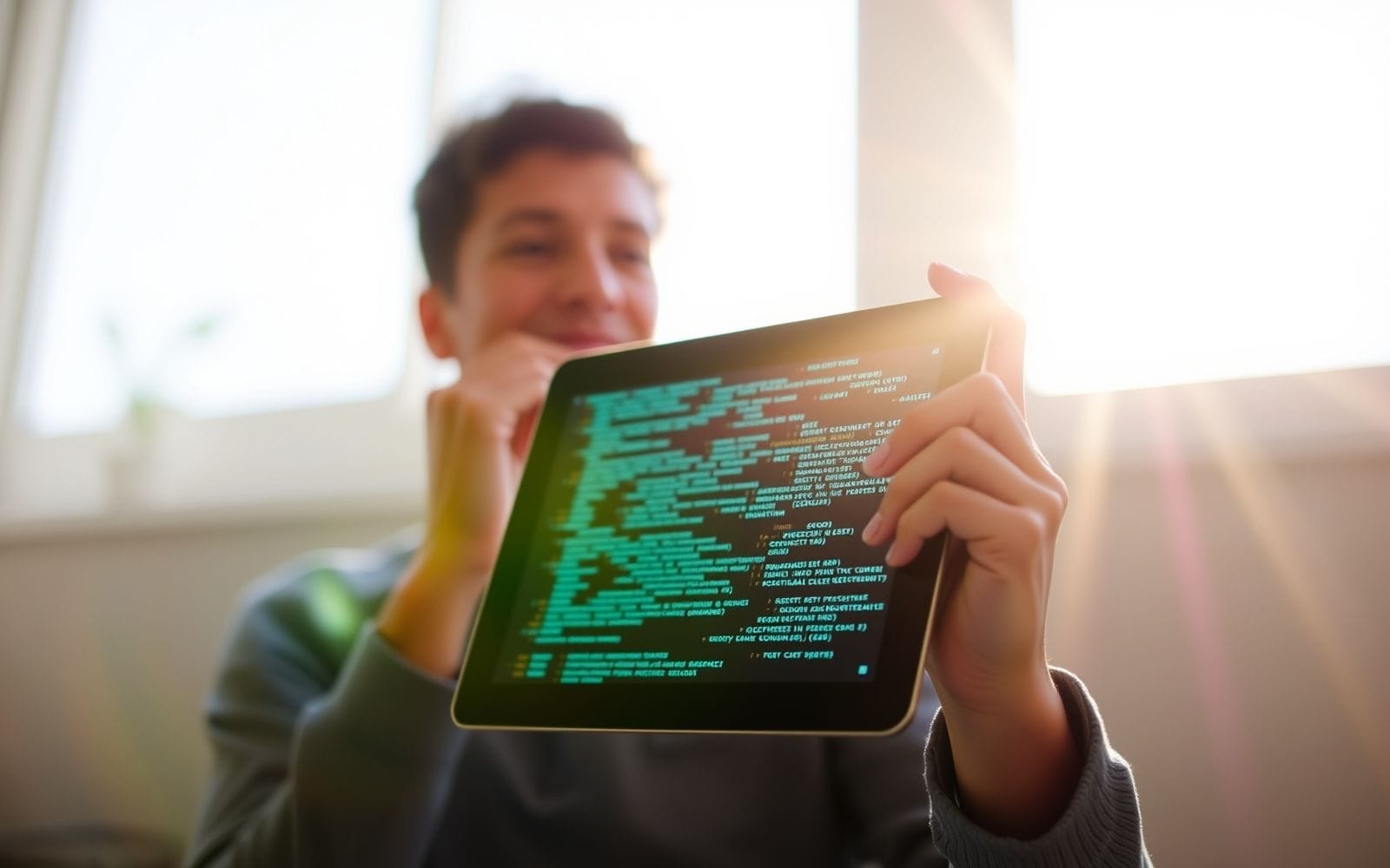 Person looking at tablet, representing web and hosting.