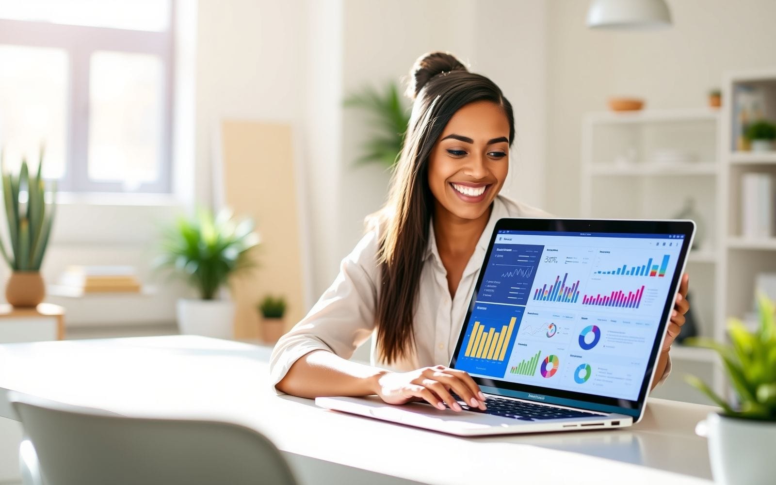 Person analyzing affiliate marketing tools data on laptop