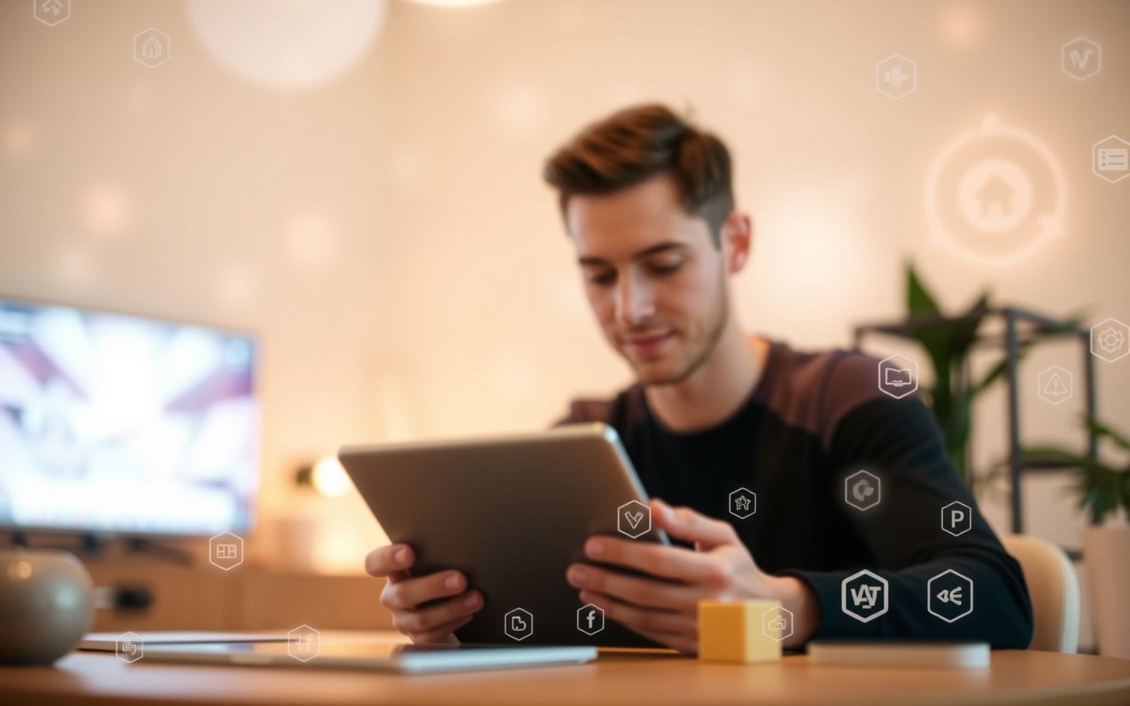 Person using tablet with automation tools concept