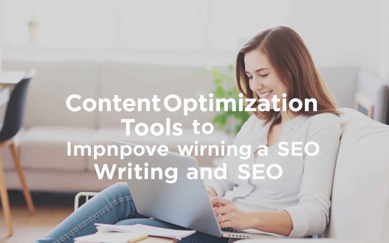 Person using content optimization tools on a laptop.