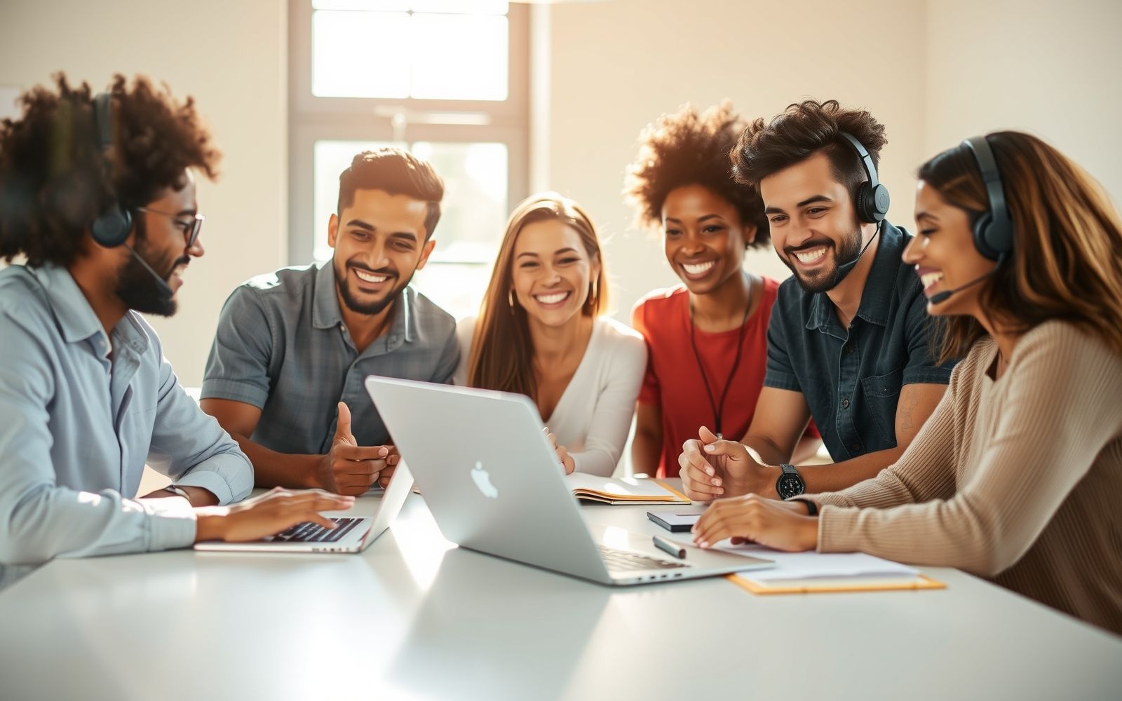 Team collaborating with customer support software.