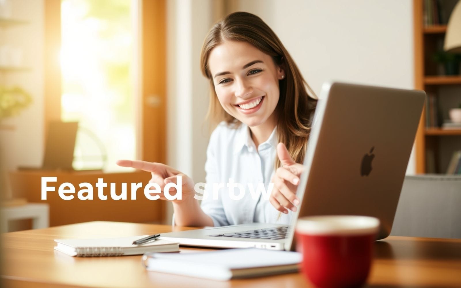 Person smiling at laptop screen, finding featured software deals.