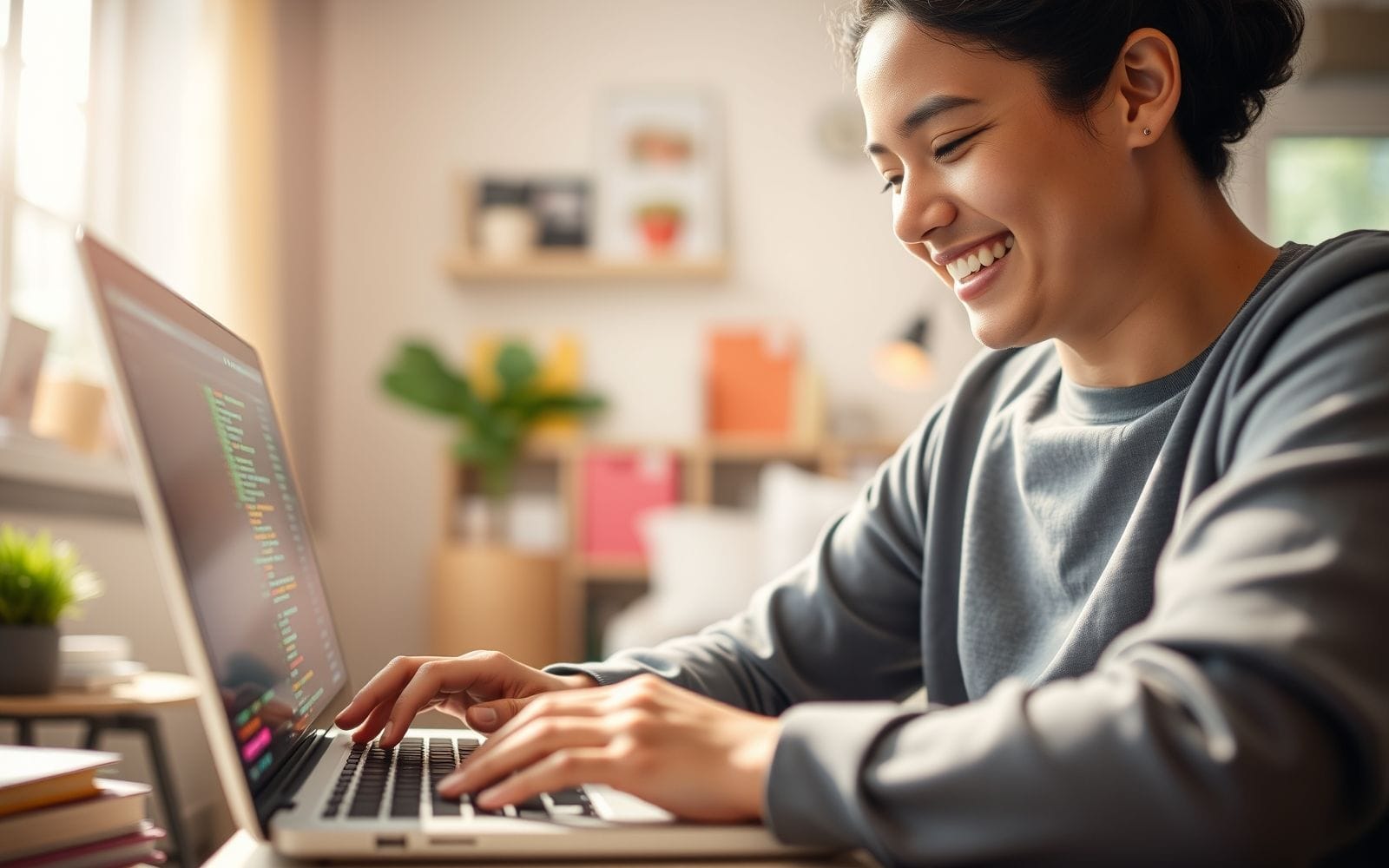 Person learning programming on laptop.