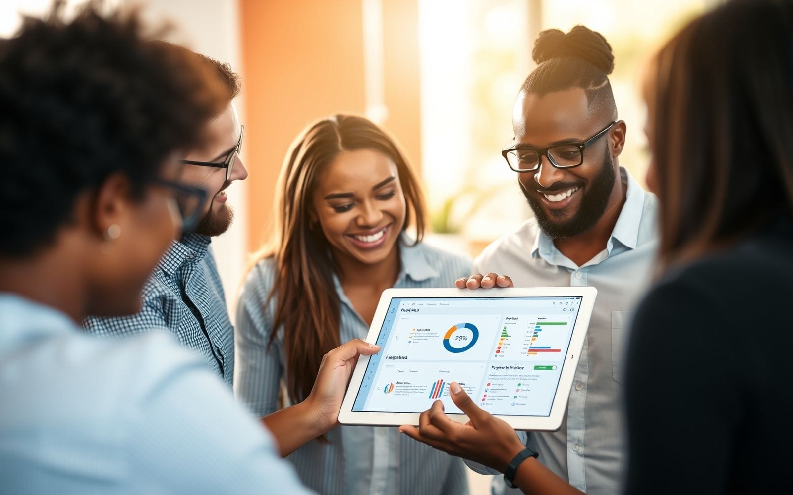 Team collaborating on a project management saas dashboard.
