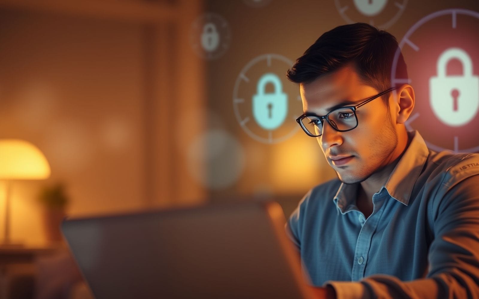 Person securing website on laptop, illustrating website security.